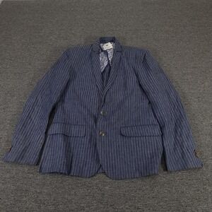 Anerkjendt Blazer US 38 Blue Linen Pinstripe 2 Button Sport Coat Jacket Casual